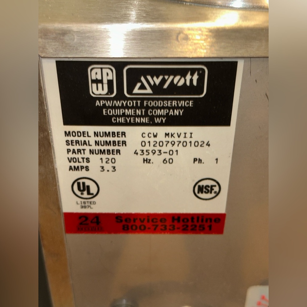 American APW Wyott 4 Quart Nacho Cheese Warmer Pump Dispenser CCW MK VII 120V - Picture 5 of 6